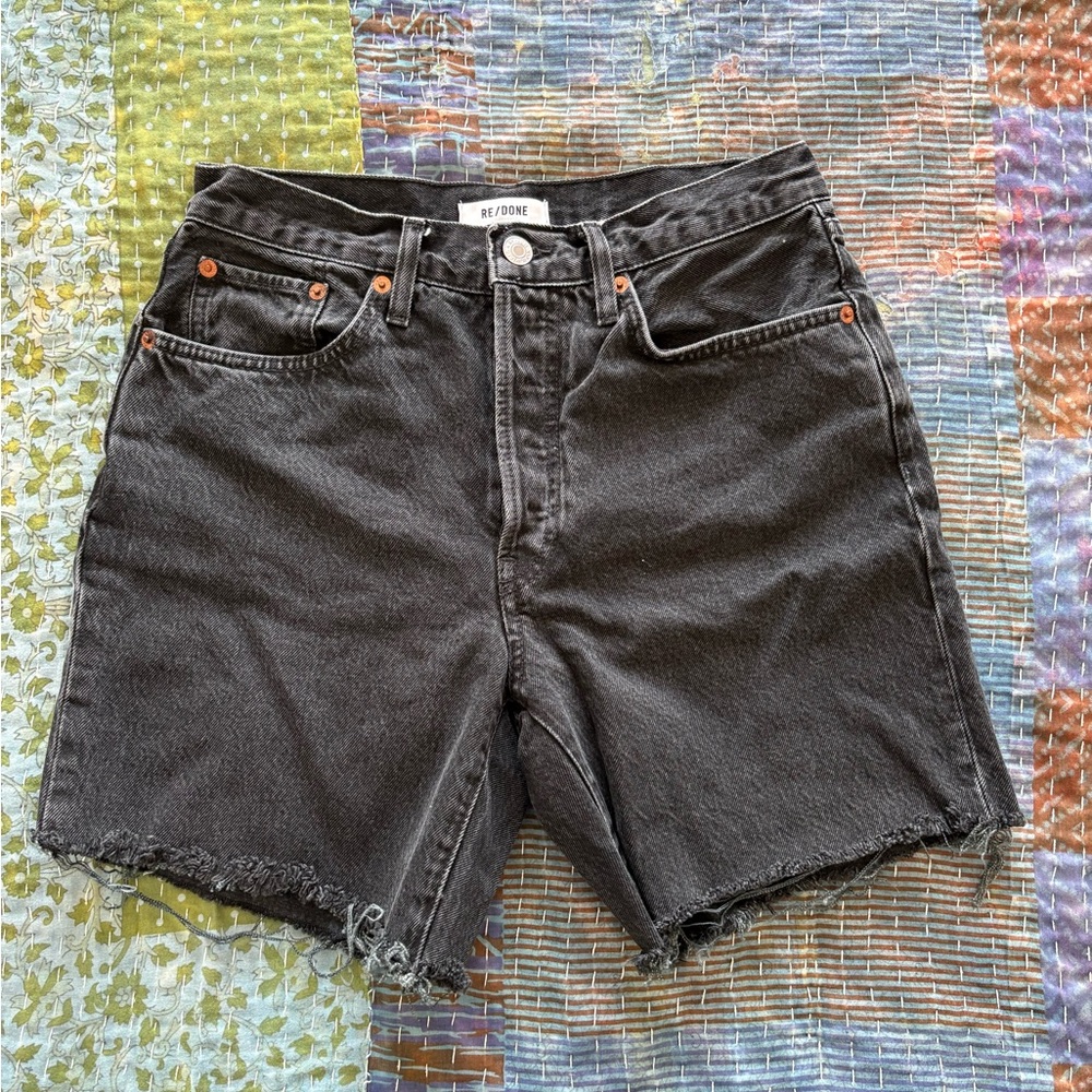 Re/Done Charcoal Denim Shorts